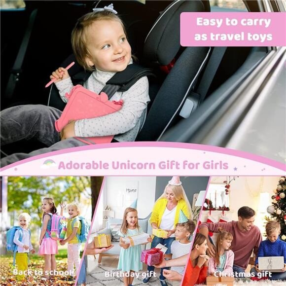 LCD Writing Tablet for Kids, Unicorn Colorful Screen Doodle Board, Erasable - Picture 6 of 7